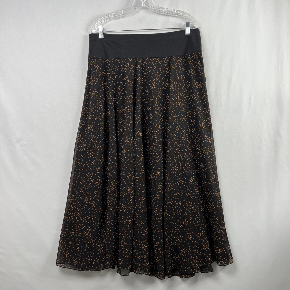 Silk Club Collection Maxi Skirt size XL Chiffon Flowy Black Orange Fall